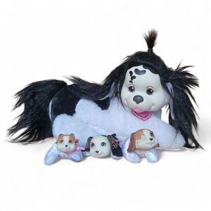 2017 Puppy Surprise Dog White Black Mom & 3 Puppies 90s Toy Plush Stuffed